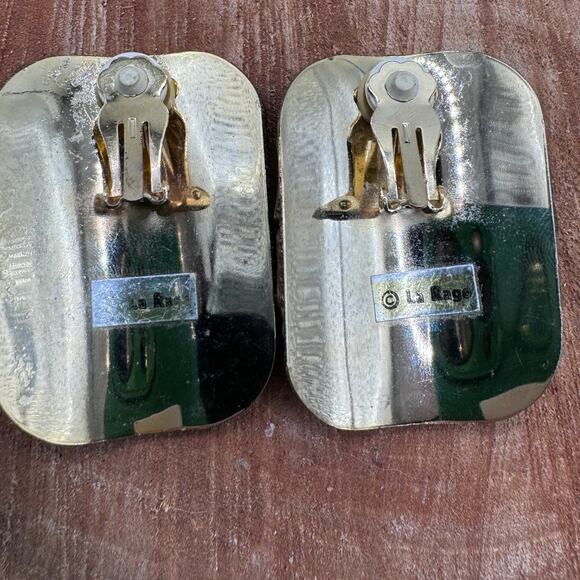 LA Rage Modernist Mixed Materials Textured Design. Clip Ons. - Picture 2 of 4